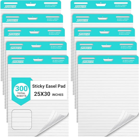 SHARBDA Lined Sticky Easel Pad, 25 * 30 inch, Self-Stick Flip Chart Paper by SHARBDA