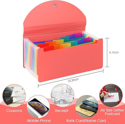2 Pack 13 Pockets A6 Mini Coupon Organizer Wallet, Expandable Accordion File - Image 6