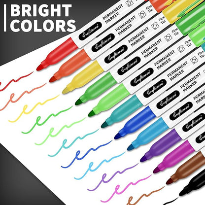 craftinova 12 Color 48 Pack Fine Point Markers, Work on Plastic Metal Wood Glass - Image 4