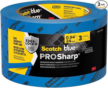 ScotchBlue PROSharp Painter's Tape 1 Inch Wide 3 Rolls Blue Tape Protects by ScotchBlue