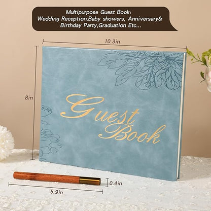 Blue Leather Wedding Guest Book, Polaroid Guest Book - Image 6