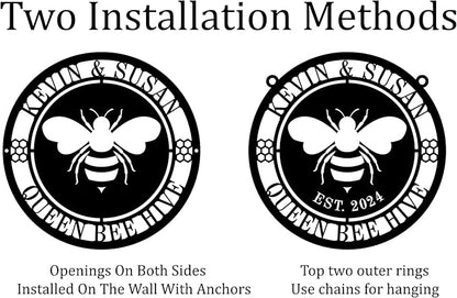 Personalized Honey Bee Sign, Custom Metal Bee Decor, Bee Hive Garden, Welcome - Image 2