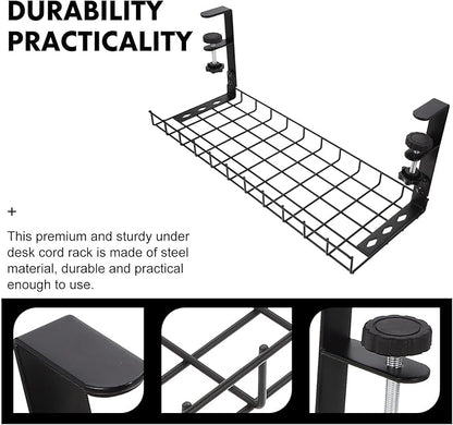 SEWCHICS Under Desk Cable Management Tray Cable Organizer Rack No Drill Black - Image 8