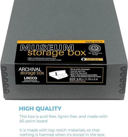Lineco Museum Archival Storage Box, 9.25x11.75x3 in. Drop Front Design. - Image 4
