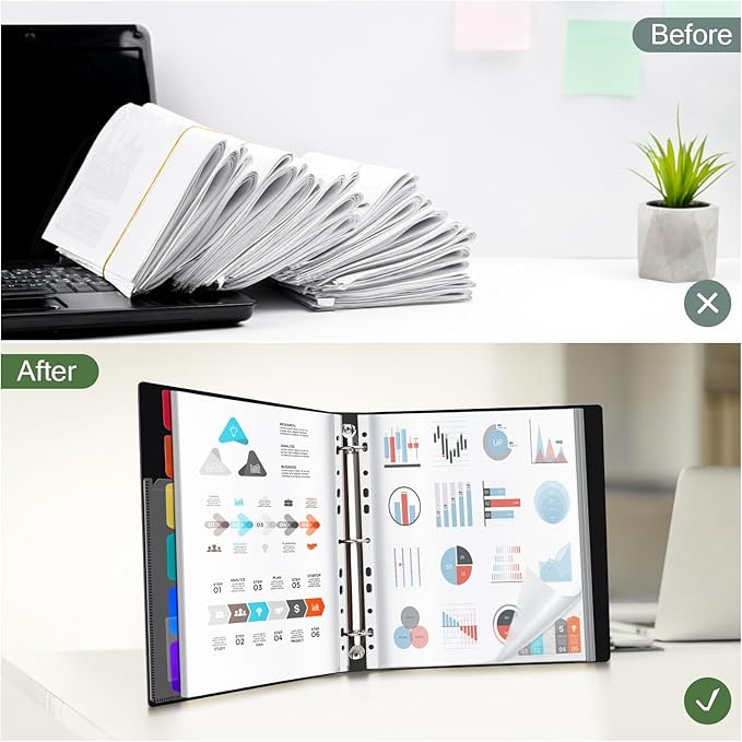 Uquelic 80-Pocket Binder with Plastic Sleeves - Image 5