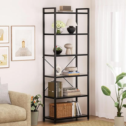 Casaottima Book Shelf, 6 Tier Tall Bookshelf, Modern Wood Bookcase Shelves - Image 3