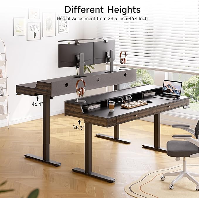 ONBRILL Standing Desk with Drawers, 55x23.6 Inch Electric Stand Up Desk with - Image 7
