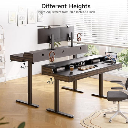 ONBRILL Standing Desk with Drawers, 55x23.6 Inch Electric Stand Up Desk with - Image 7