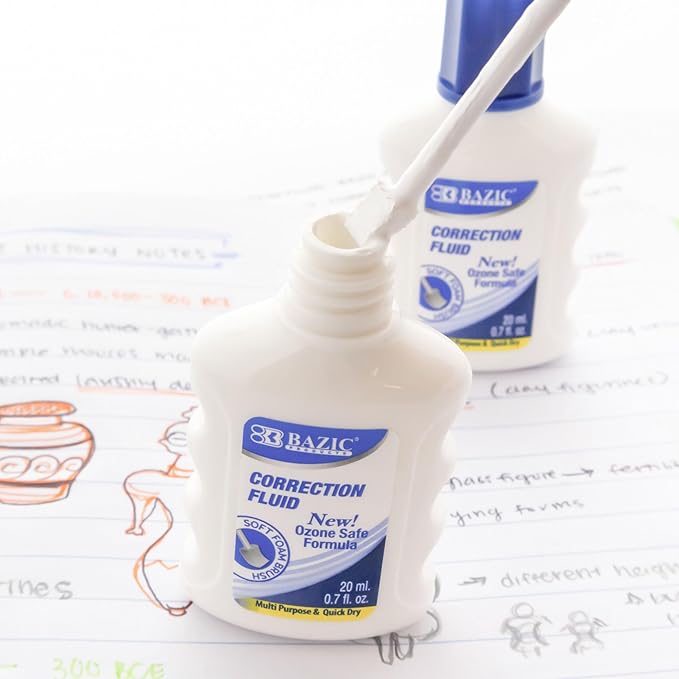 BAZIC Products Correction Fluid, Foam Brush Applicator, Corrections Pen - Image 6