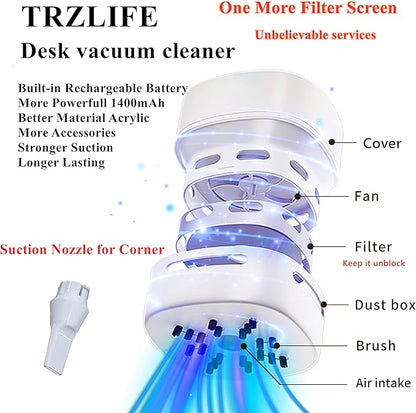 TRZLIFE Desk Vacuum Cleaner, Rechargeable and Durable Mini Desktop Vacuum - Image 4