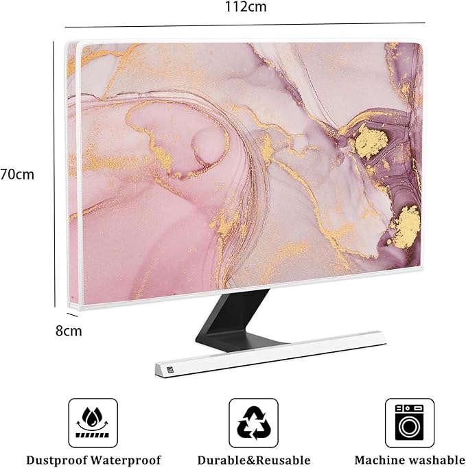 Baocicco Pink Gold Marble Waterproof Screen TV Cover 45, 48 Inch Decorative - Image 2