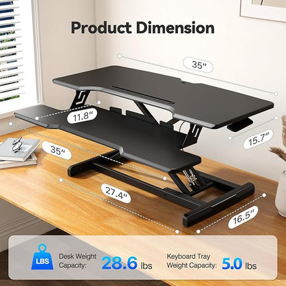 JYLH JOYSEEKER 35" Standing Desk Converter, Height Adjustable Desktop Riser - Image 2