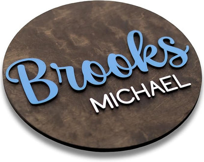 Custom Round Nusery Name Sign, Personalized 3D Baby Name Announcement Sign - Image 2
