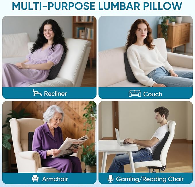 AHUAWA Lumbar Support Pillow for Recliner Chair and Couch, Memory Foam Back - Image 7
