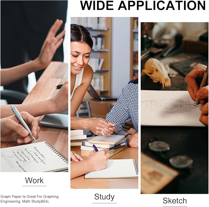 Engrowtic 3 Pack Graph Paper Spiral Notepad A5 Top Wirebound Notepad Grid - Image 4