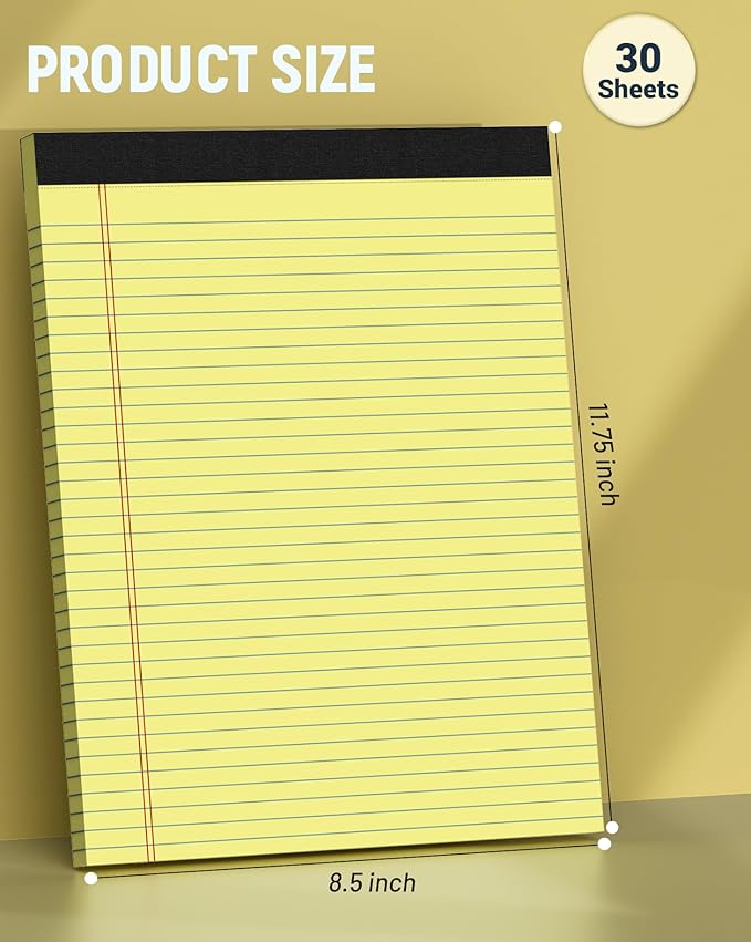 Legal Pads 8.5 x 11 College Ruled, 12 Pack Yellow Legal Note Pads 8.5 x 11 - Image 2