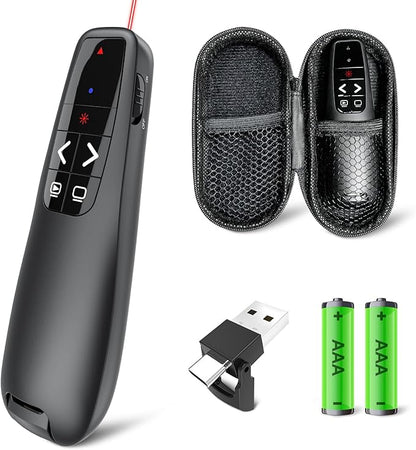 Presentation Clicker with Case Storage: Wireless Presenter Remote: Red Laser by UBUYONE%C2%AE