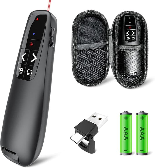 Presentation Clicker with Case Storage: Wireless Presenter Remote: Red Laser by UBUYONE%C2%AE