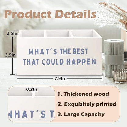 URLLUAE What's the Best That Could Happen Inspirational Wooden Pen Pencil Holder - Image 6