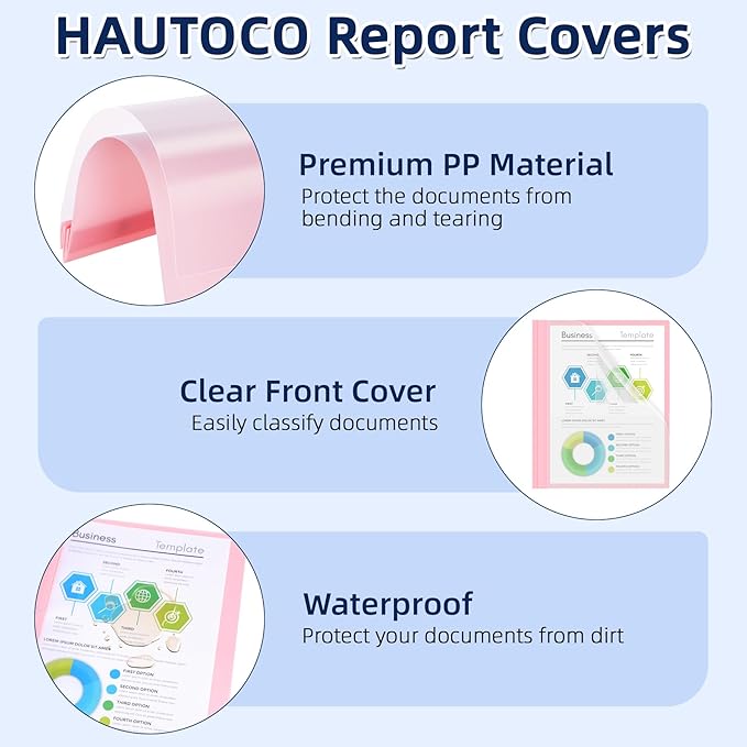 HAUTOCO 30 Pack Plastic Report Covers - Image 5