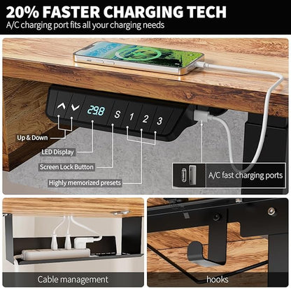 Kingant 63 x 30 Inch Electric Standing Desk - Image 5