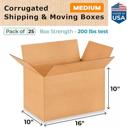 Medium Shipping & Moving Boxes 16"L x 10"W x 10"H - Image 2