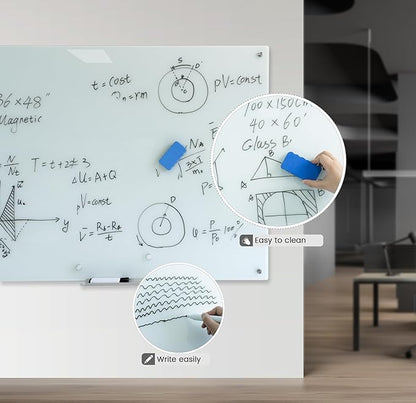 Magnetic Glass Dry Erase Board 36"x60" Glass Whiteboard 36"x60" Wall Mounted - Image 3