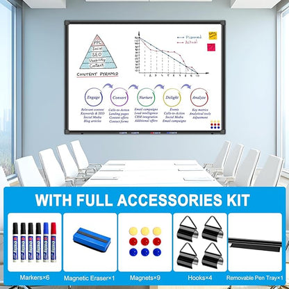 H-Qprobd 48"x30" Magnetic White Board Dry Erase Wall Mount Whiteboard - Image 2