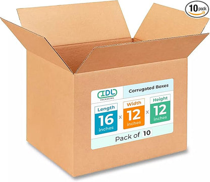 Medium Shipping & Moving Boxes 16x12x12 inches by IDLPackaging
