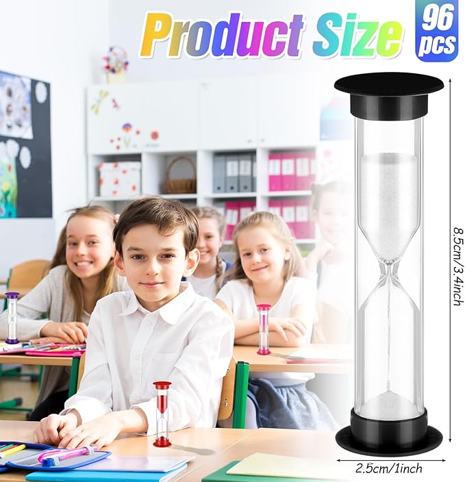 96 Pcs Back to School 5 Minute Sand Timer Bulk Colored Plastic Mini Multicolor - Image 2