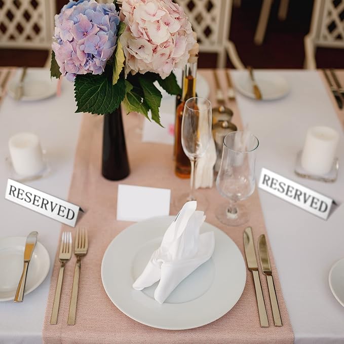 Peryiter Metal Reserved Table Signs Metal Reserved Sign Double Sided Table - Image 5