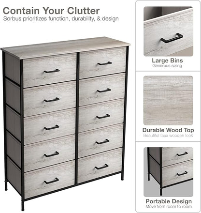 Sorbus Dresser with 10 Faux Wood Drawers - Image 7