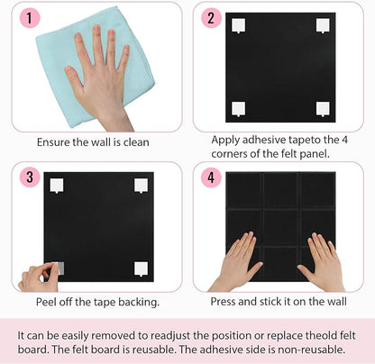 Smarpau Cork Board 48"X36", 12 Pack Nine-Grid Felt Bulletin Boards, Small Pin - Image 7