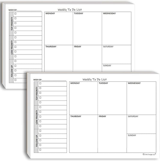 Weekly TO DO List Notepads Task Pad Planner w/Daily Checklist, Priority ToDo & by LifeCharge