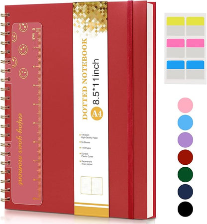 UEBZFOCS Dotted Notebook, Spiral Notebook Journal 8.5” x 11”, A4 Large Dot Grid by UEBZFOCS