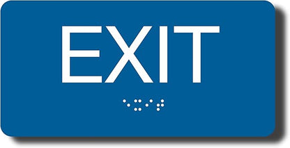 NAP TAGS ADA-compliant Exit Sign. Features raised text and Braille on a blue - Image 2
