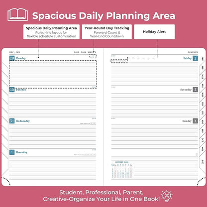 IN-LUXPRO Planner 2026 Daily Weekly and Monthly, 12 Months Spiral Bound - Image 3