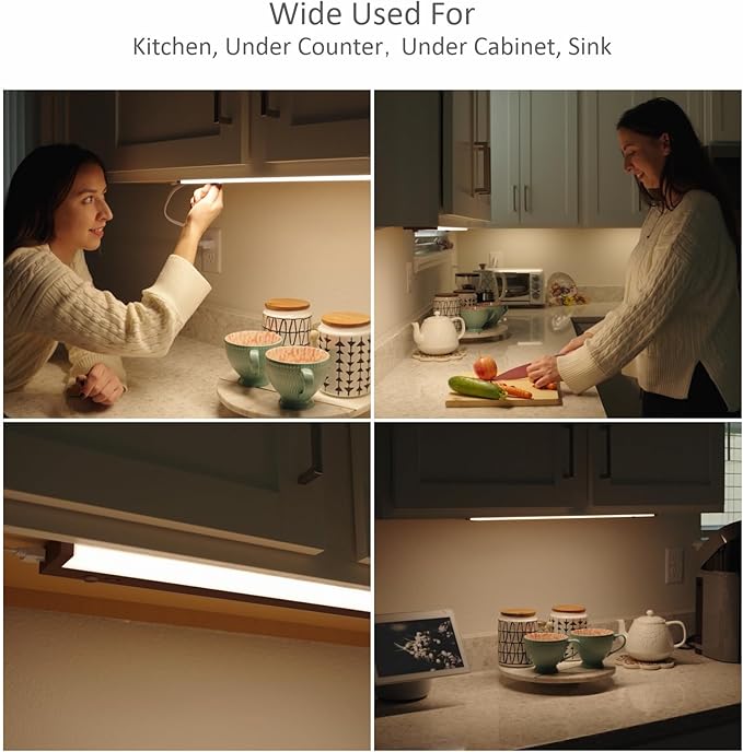 Leetdud LED Under Cabinet Lighting Hardwired or Plug in, 24 Inch 12W, Dimmable - Image 5