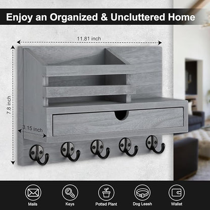 Lucundm Key Holder Wall Mount, Mail Holder - Image 2