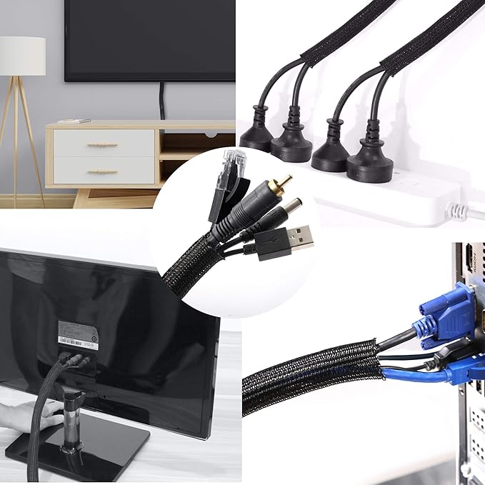 CrocSee 25ft - 1/2 inch Braided Cable Management Sleeve Cord Protector - - Image 5