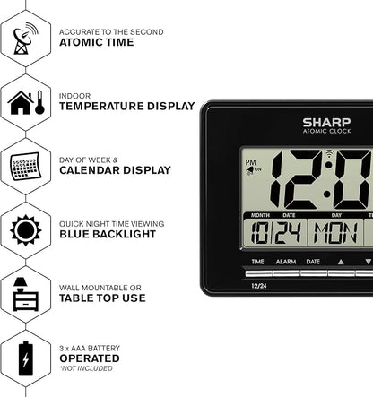 Sharp Atomic Desktop Clock – Auto Set Digital Alarm Clock - Image 2