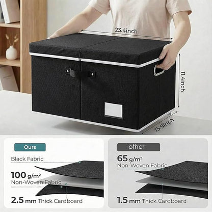 PRANDOM Storage Boxes with Lids Fabric Collapsible Storage Bins Organizer - Image 2