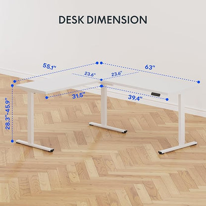 FLEXISPOT L Shaped Standing Desk, 63 x 55 Inch Electric Height Adjustable - Image 3