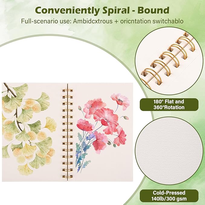 Watercolor Paper Pad 3.5x5.5 Inch | 30 Sheets 140lb/300g, Spiral-Bound - Image 4
