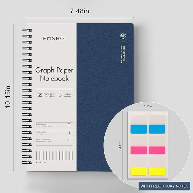 EMSHOI Graph Paper Spiral Notebook 7.48" x 10.15" - Image 5