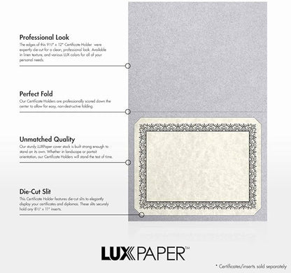 LUXPaper 9.5" x 12" Certificate Holders | Silver Metallic | 105lb. Cover | 100 - Image 2