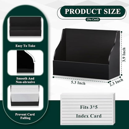 SHIQIKEJIPTY 2 Pack Black Index Card Holder 3 X 5 Note Card Organizer Acrylic - Image 2