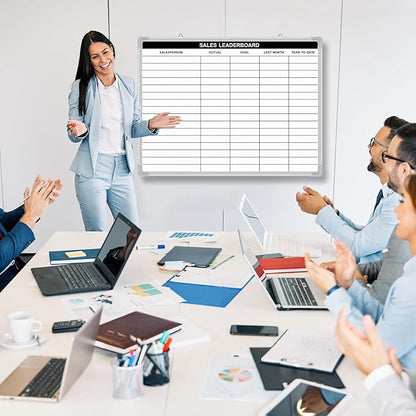 Lined Whiteboard Blank Grid Aluminum Frame Dry Erase Board Reusable Wall - Image 3