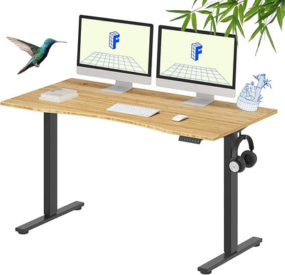 FLEXISPOT EN1 Bamboo Standing Desk, 55 x 28 Inches Whole-Piece Electric Height by FlexiSpot