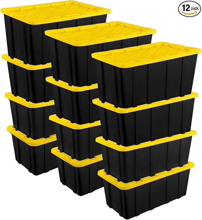Sterilite 12-Pack Industrial Tote, Plastic Storage Container Bins by Sterilite